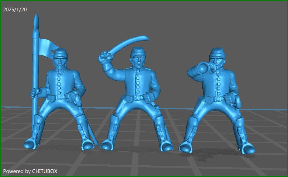 15mm ACW Cavalry Command Kepi and Shell Jacket - 3 Minis - MC Minis