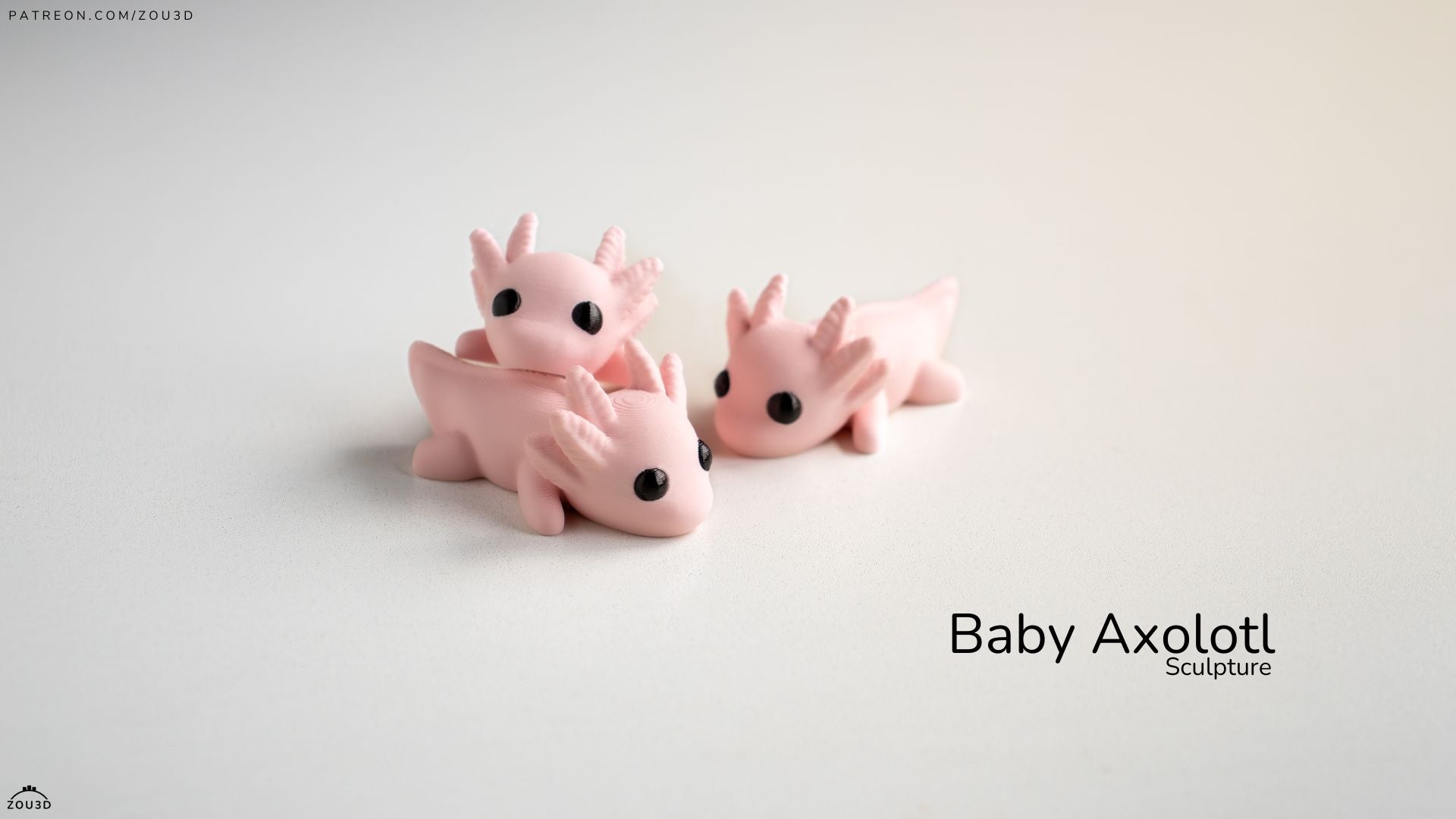 Baby Axolotl Sculpture - Articulated - Keychain - Desk Ornament - ZOU3D