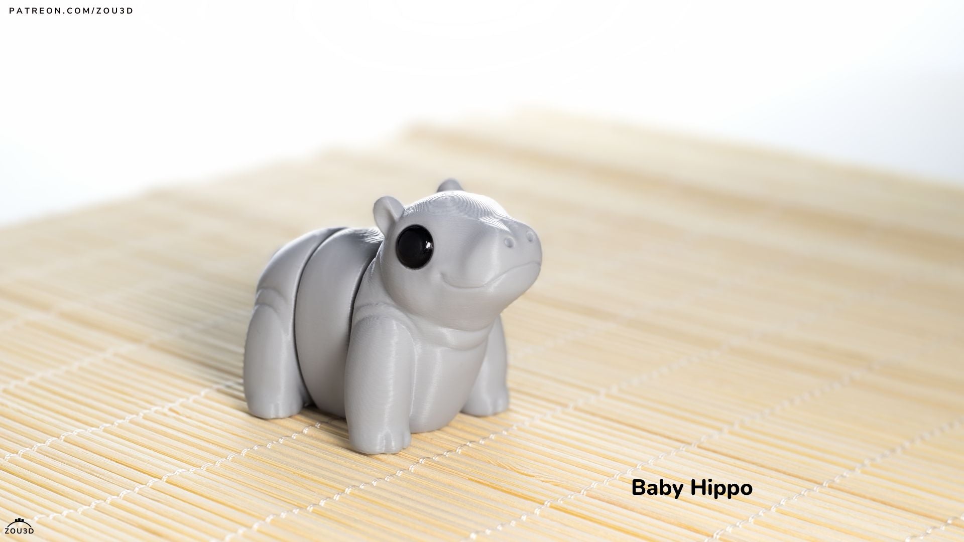 Baby Hippo - Articulated - Keychain - Desk Ornament - ZOU3D