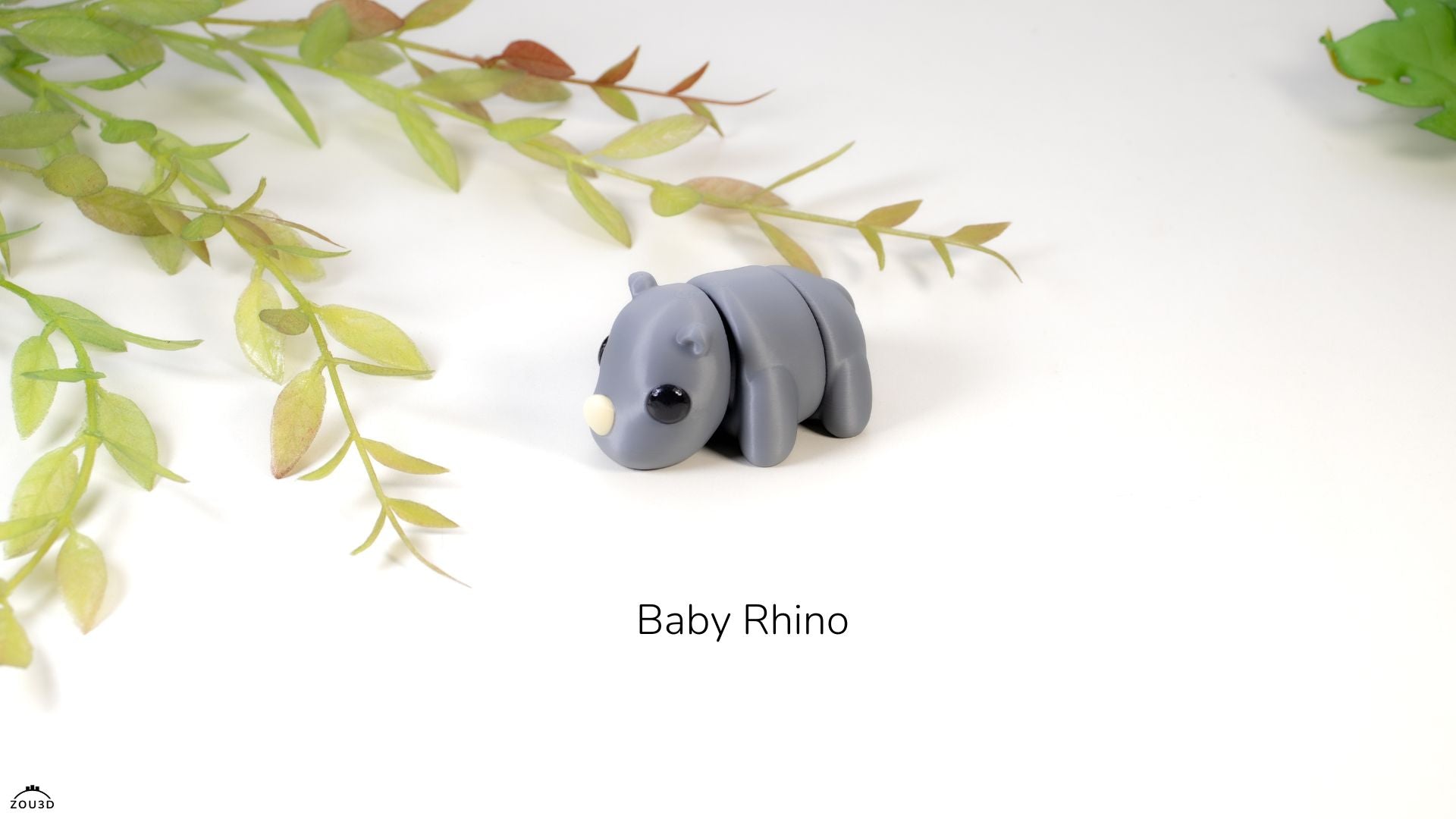 Baby Rhino - Articulated - Keychain - Desk Ornament - ZOU3D