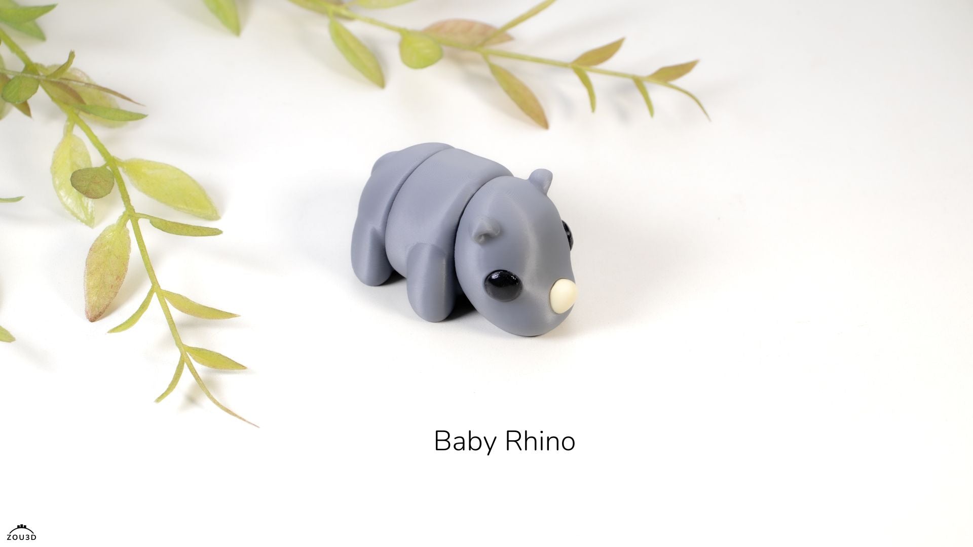 Baby Rhino - Articulated - Keychain - Desk Ornament - ZOU3D