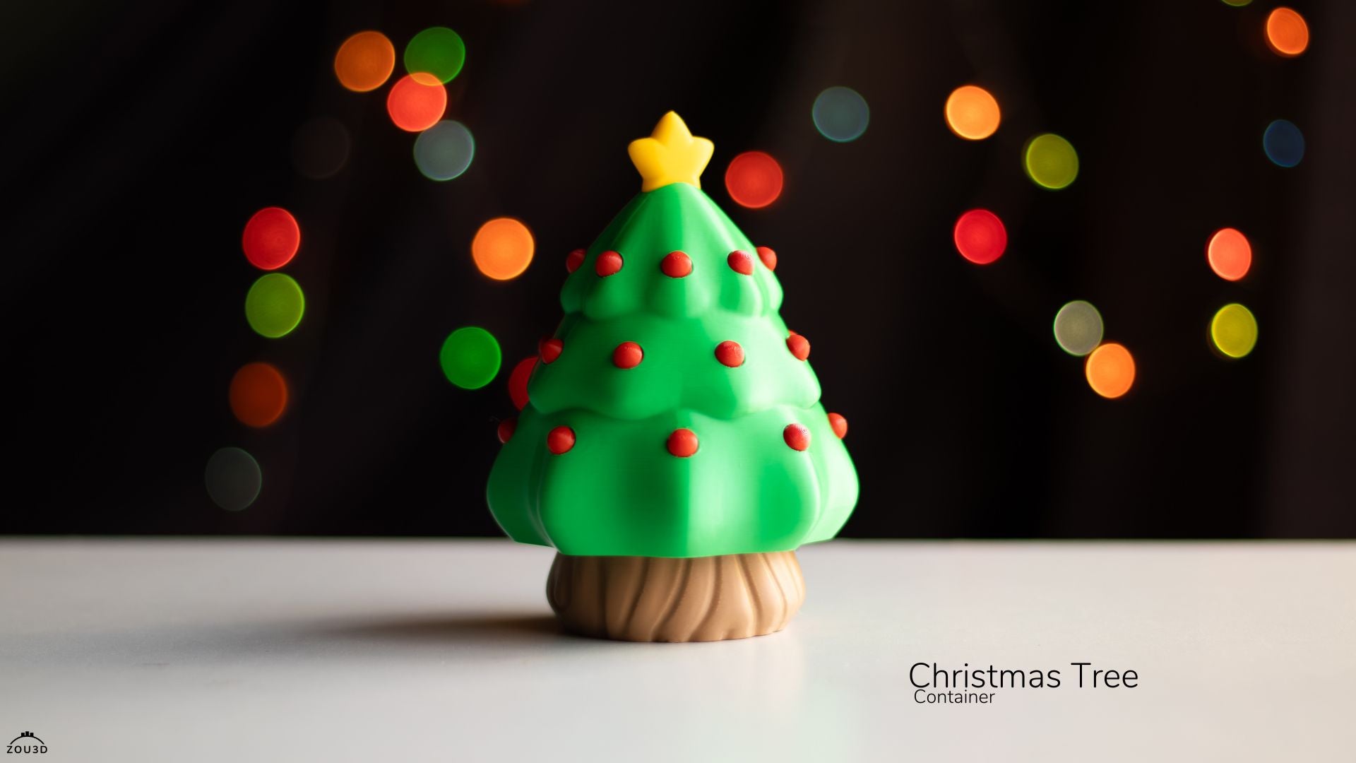 Christmas Tree Container - Articulated - Keychain - Desk Ornament - ZOU3D