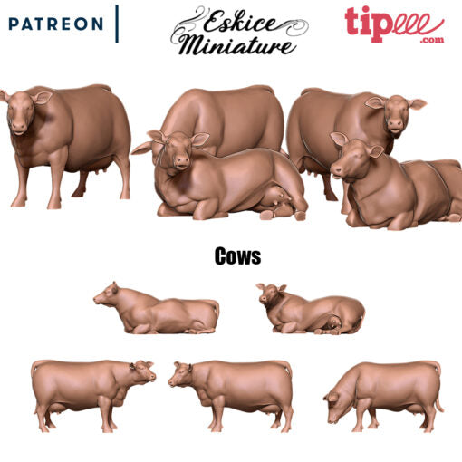 Cows - Other Nations - Scenery - 28mm - Eskice Miniature