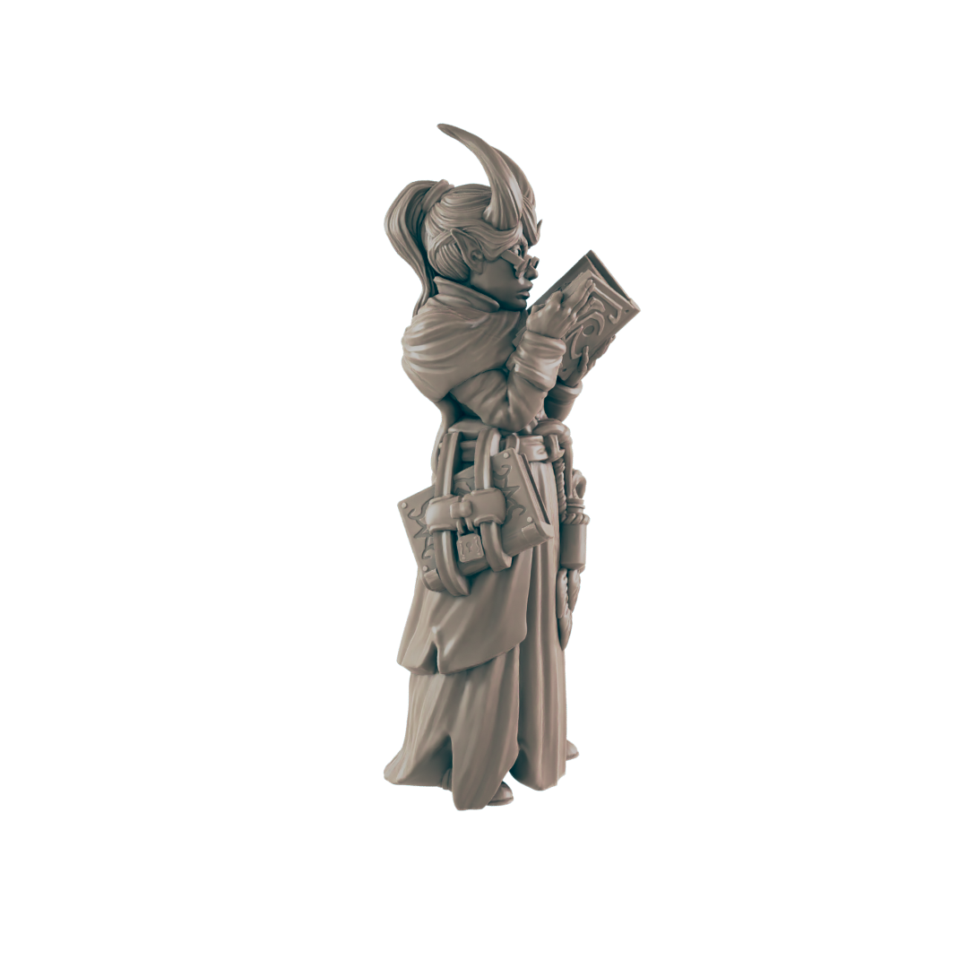 Demonkin Female Scholar - Everyday Folk - Minis - EC3D - - Dungeons & Dragons - RPG - Tabletop - EC3D - Miniature