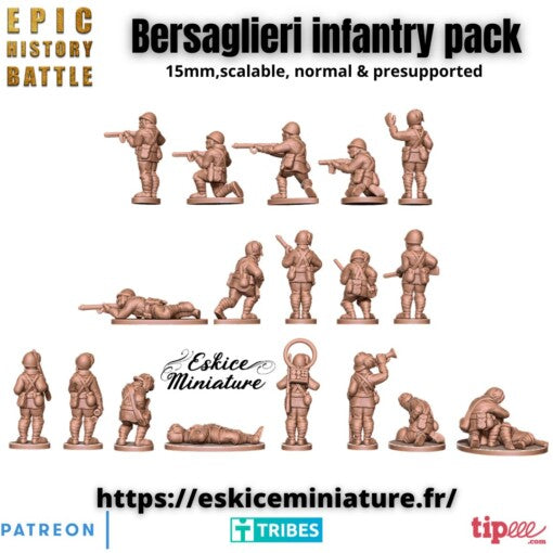 Bersaglieri Infantry Pack - Other Nations - Bersaglieri Army - 15mm - Eskice Miniature