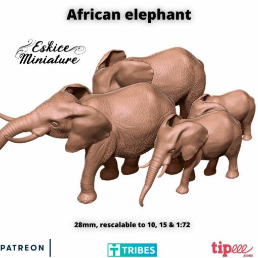 Elephants - Other Nations - Scenery - 28mm - Eskice Miniature