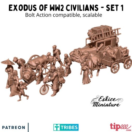 Exodus of WW2 Civilians Set 1 - Other Nations - Extras - 28mm - Eskice Miniature