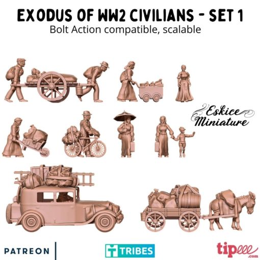 Exodus of WW2 Civilians Set 1 - Other Nations - Extras - 28mm - Eskice Miniature