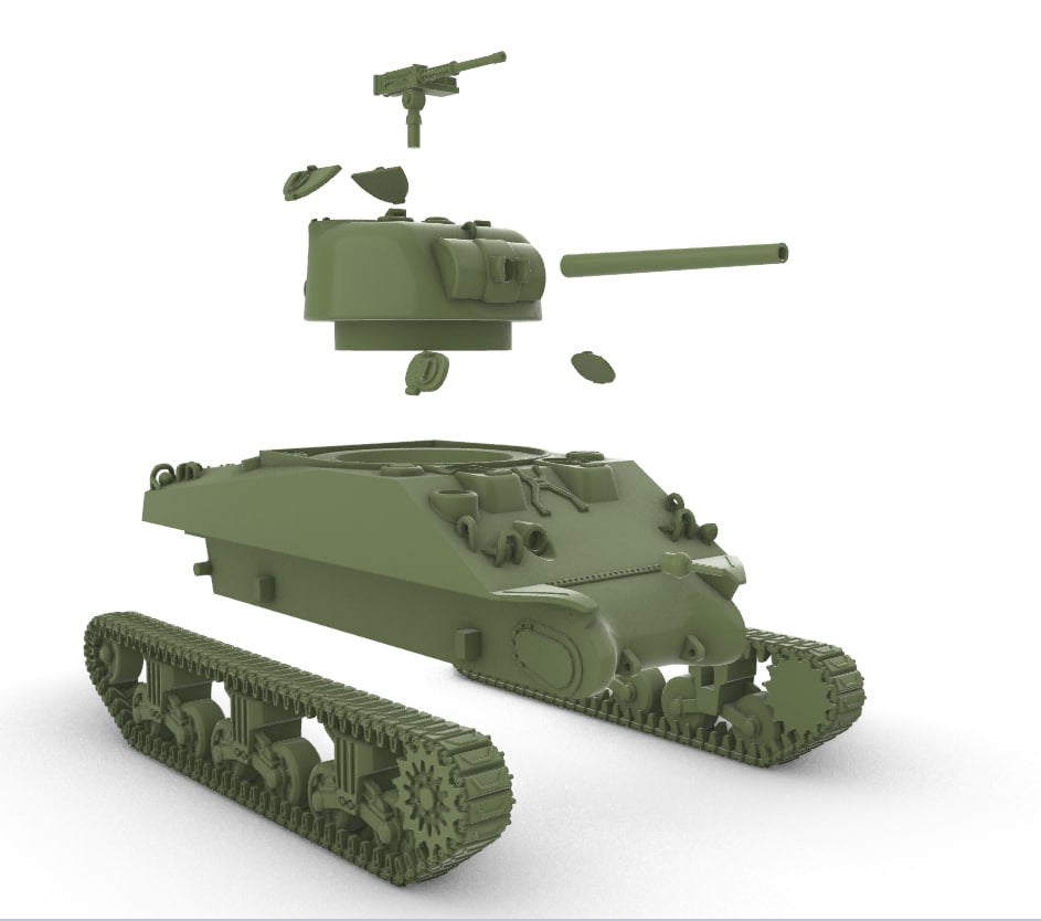M4A2 Sherman 75mm - 28mm Scale - wargame3d