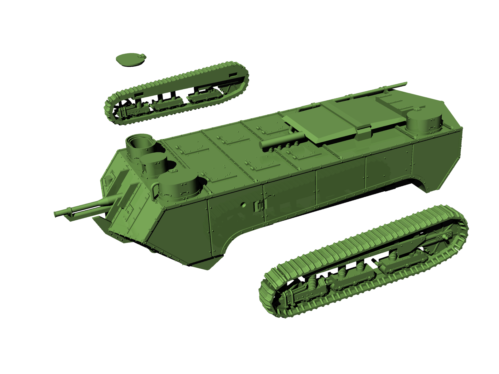 Char Saint-Chamond - WWI - French Army - wargame3d- 28mm Scale