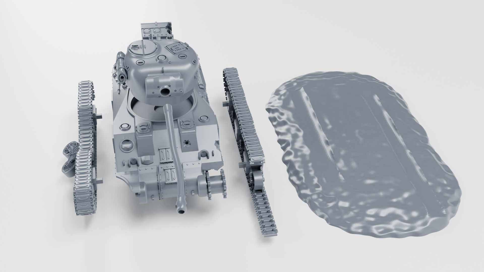 Destroyed Sherman Firefly VC - UK Army - 28mm Scale - wargame3d