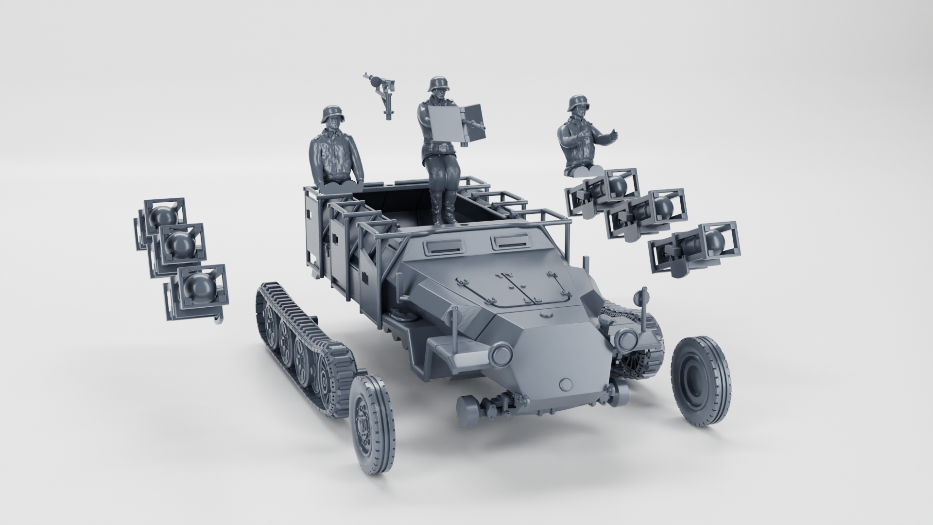 Sd.Kfz.251.1 II Ausf.B - Stuka Zu Fuss - German Army - 28mm Scale - wargame3d