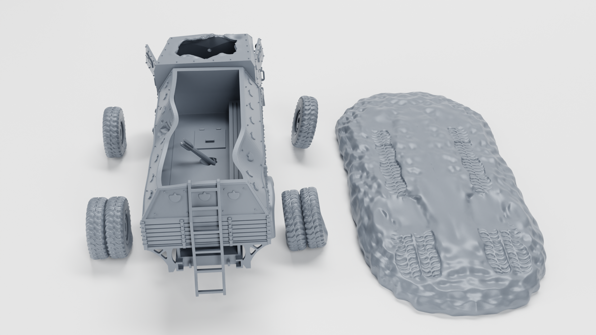 Destroyed - FIAT 665NM Protetto - Italian Army - 28mm Scale - wargame3d