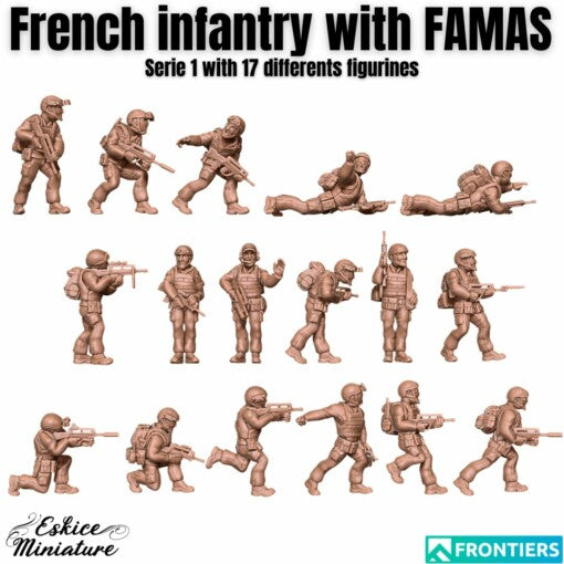 Modern Soldiers with FAMAS - French Army - 28mm - Eskice Miniature