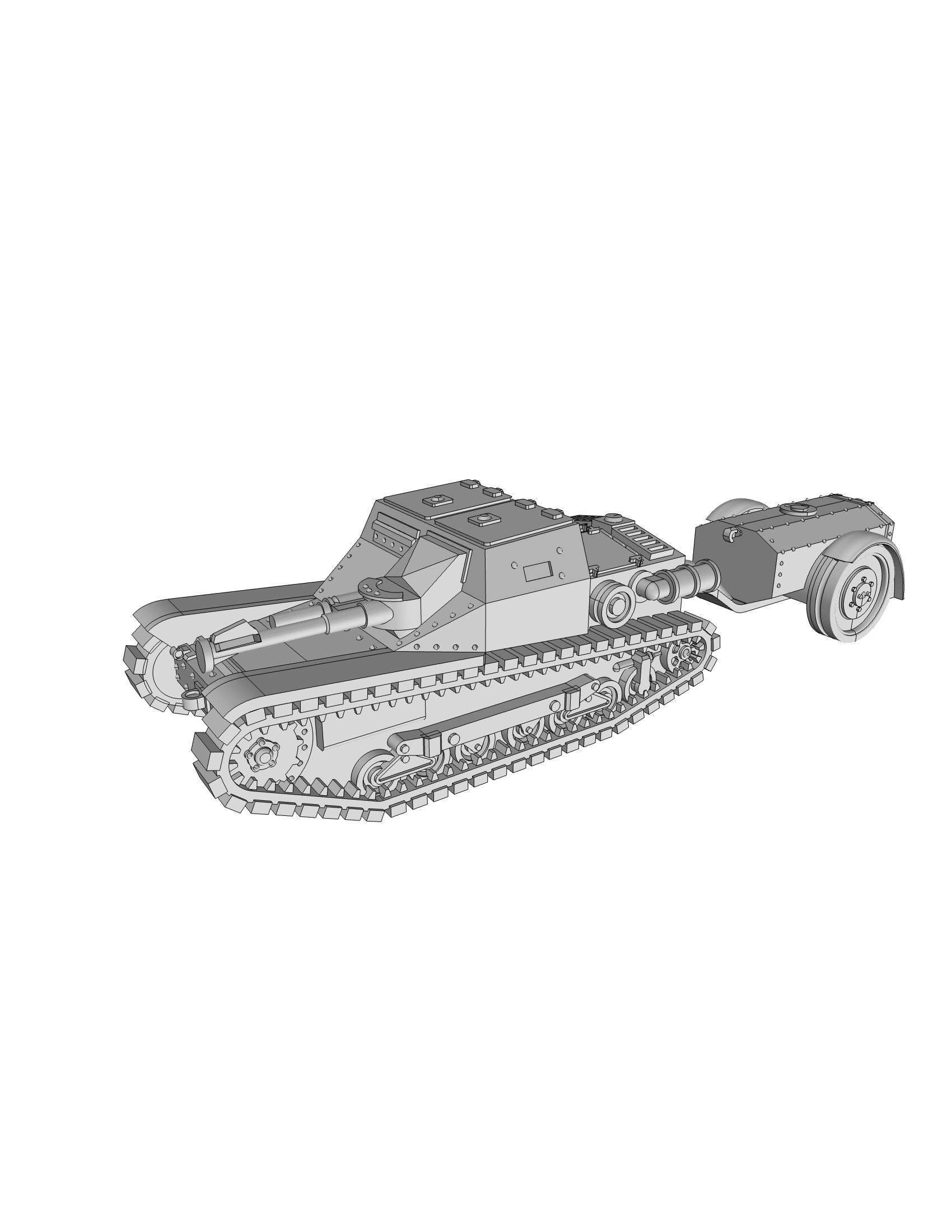 Carro Armato L35 L.F + Trailer - Italian Army - 28mm Scale - wargame3d
