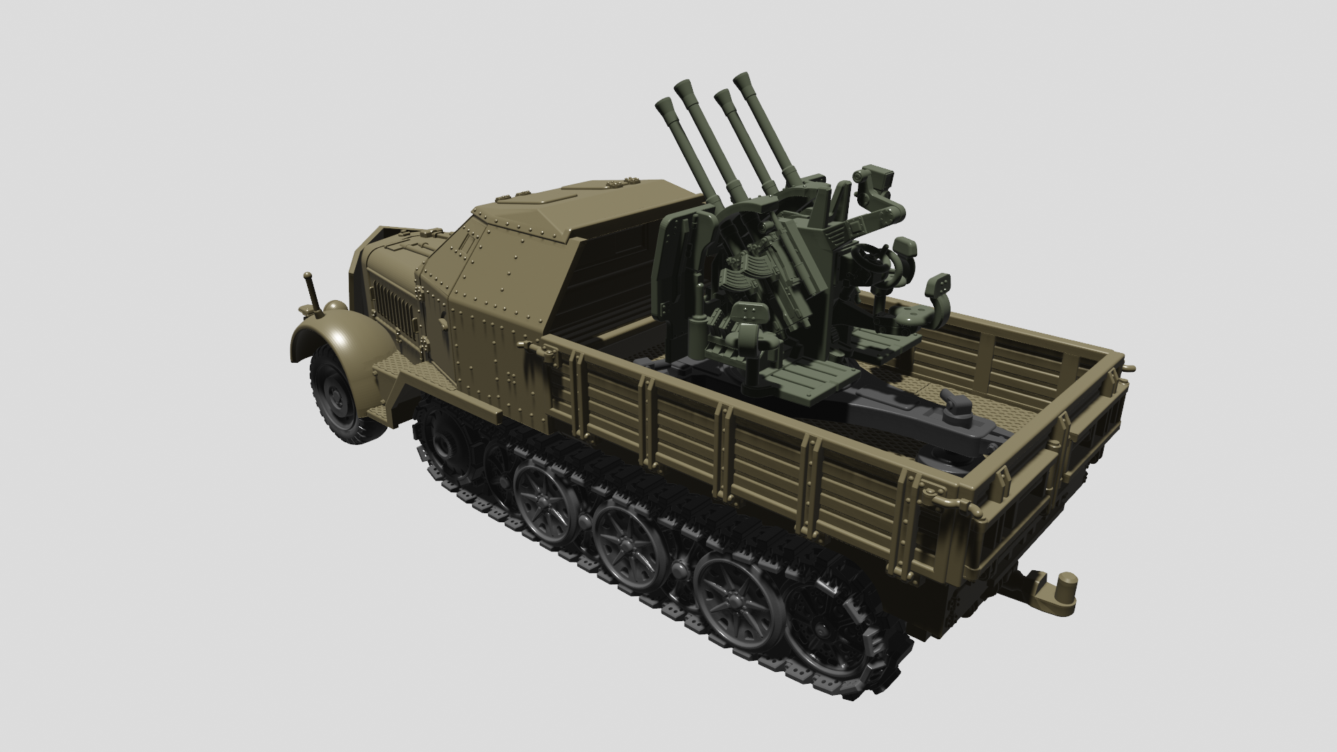 Sd.Kfz.7-1 w/ 20 mm Flak 38 - German Army - wargame3d- 28mm Scale