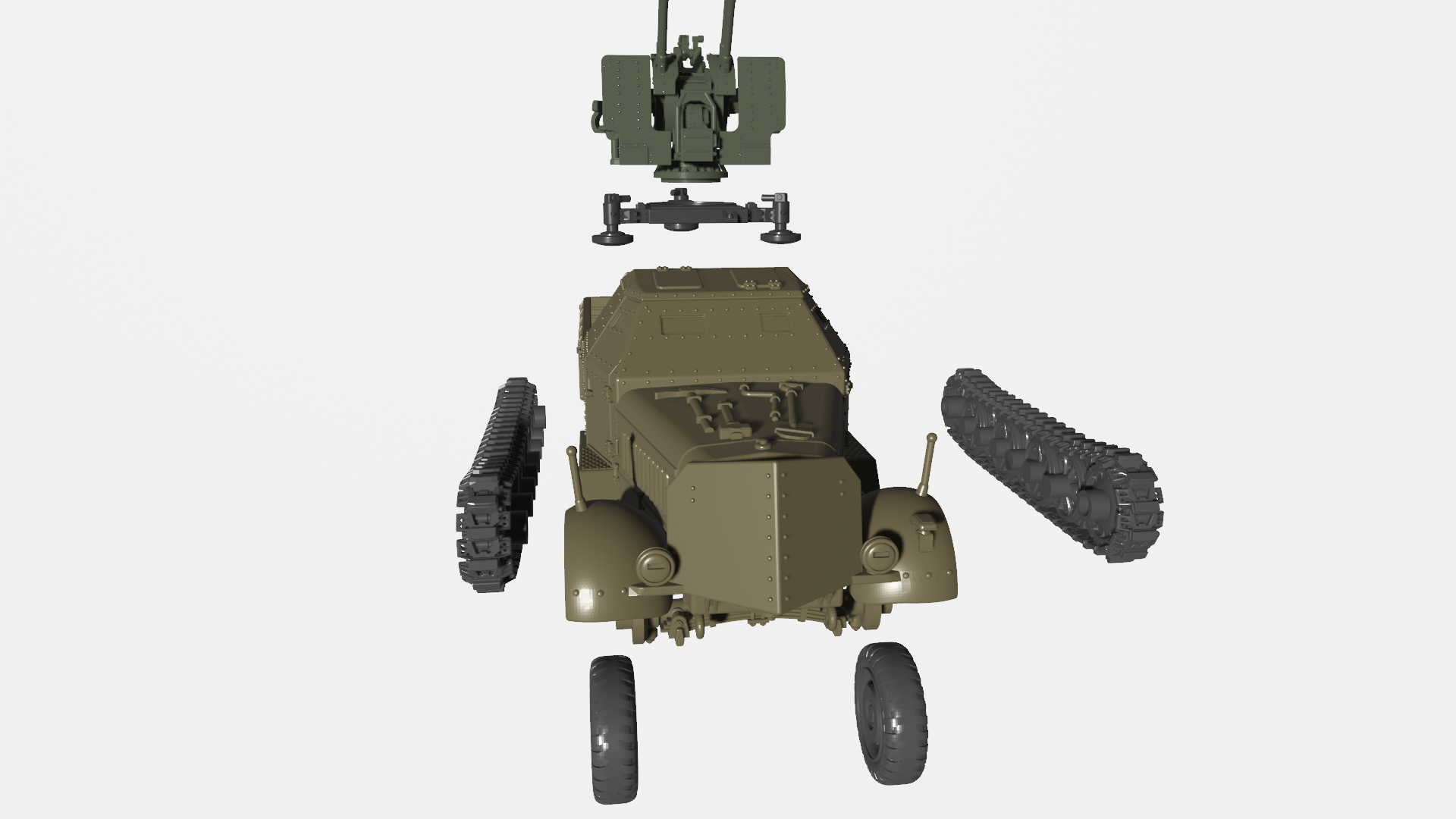 Sd.Kfz.7-1 w/ 20 mm Flak 38 - German Army - wargame3d- 28mm Scale