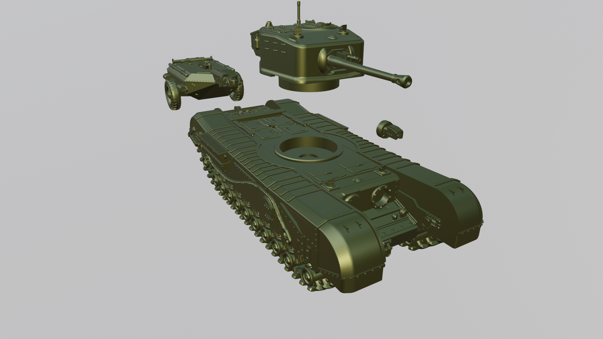 A.22F, Churchill Crocodile w/ trailer - 28mm Scale - wargame3d