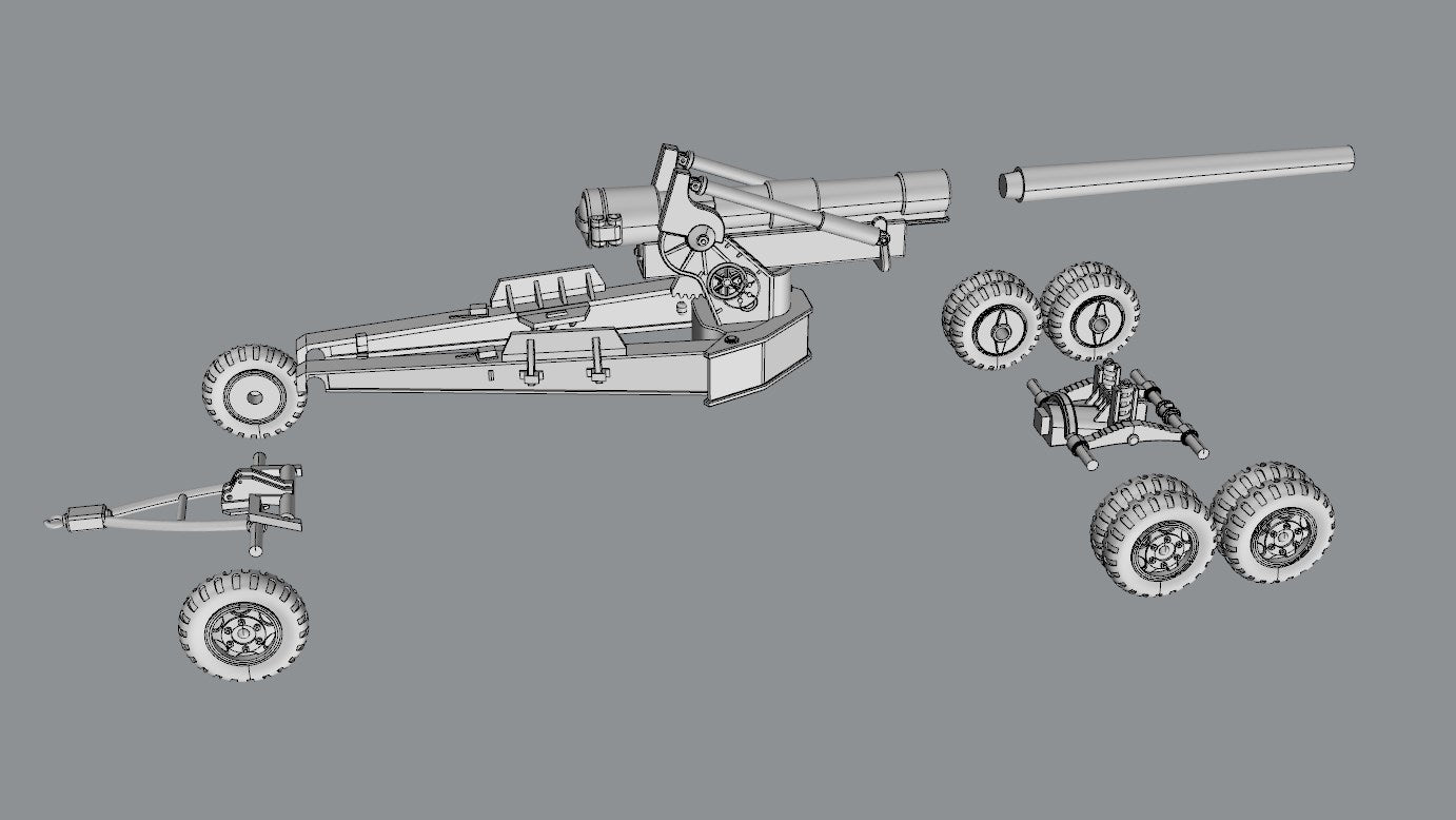 Howitzer 155mm Long Tom - US Army - wargame3d- 28mm Scale