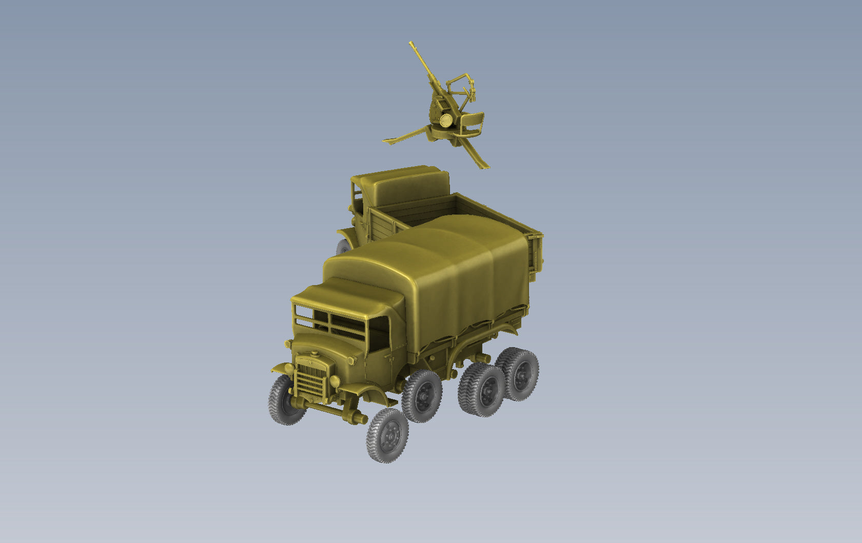 Fiat Dovunque 35 + option with Breda 20-65 - Italian Army - 28mm Scale - wargame3d