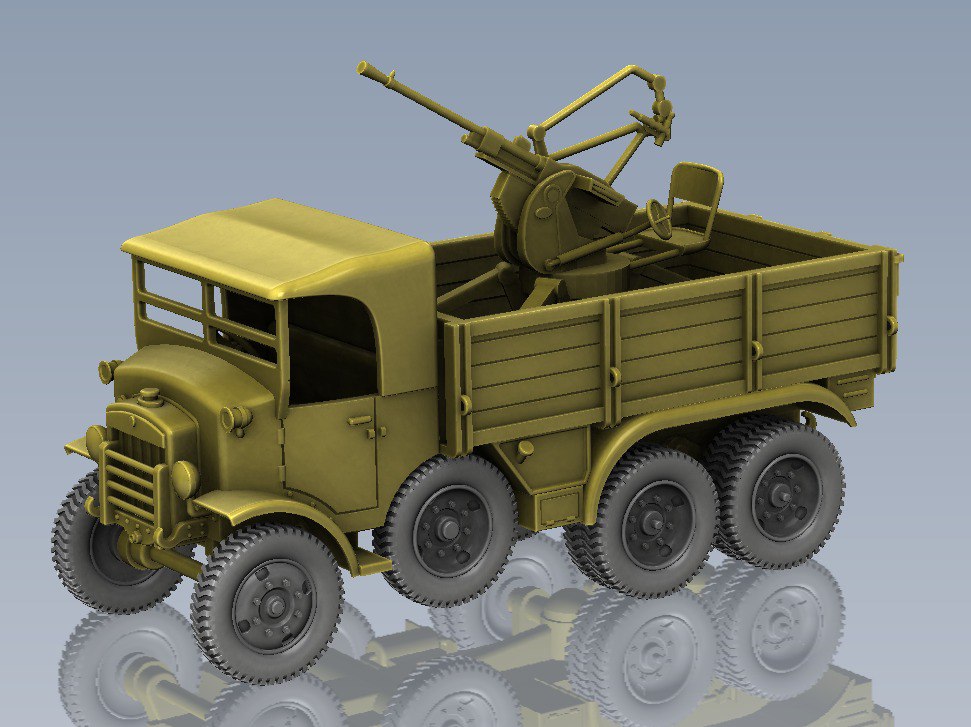 Fiat Dovunque 35 + option with Breda 20-65 - Italian Army - 28mm Scale - wargame3d