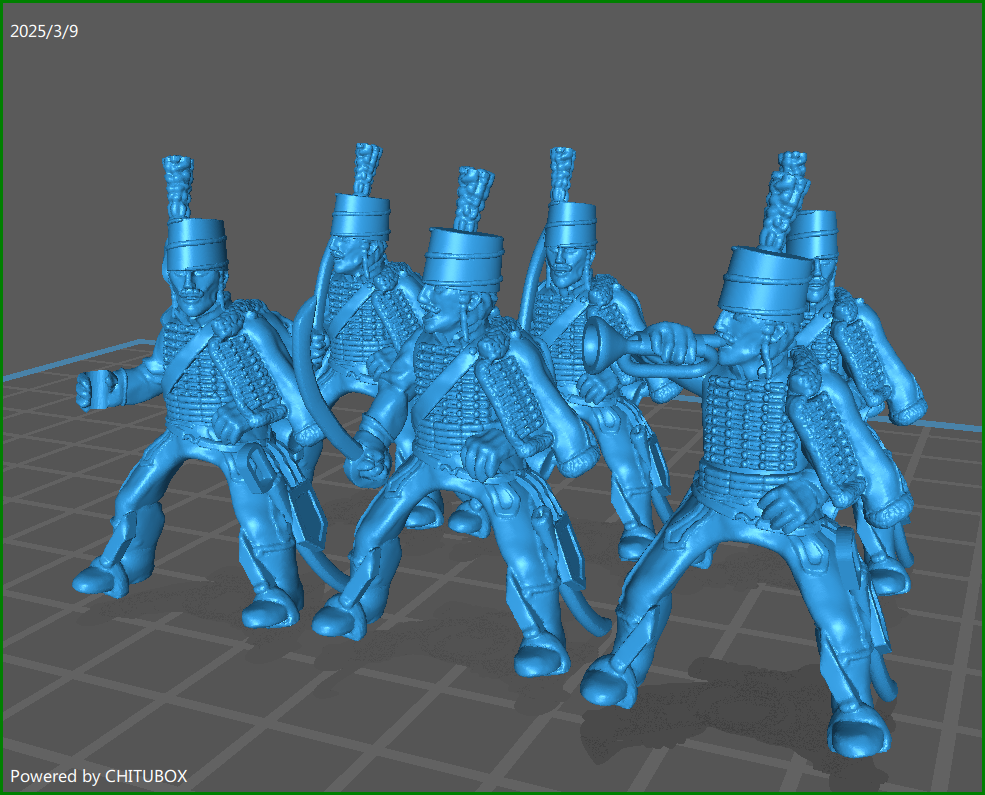 28mm French Revolution French Hussars RGT 1789-1800 - 6 Minis - MC Minis