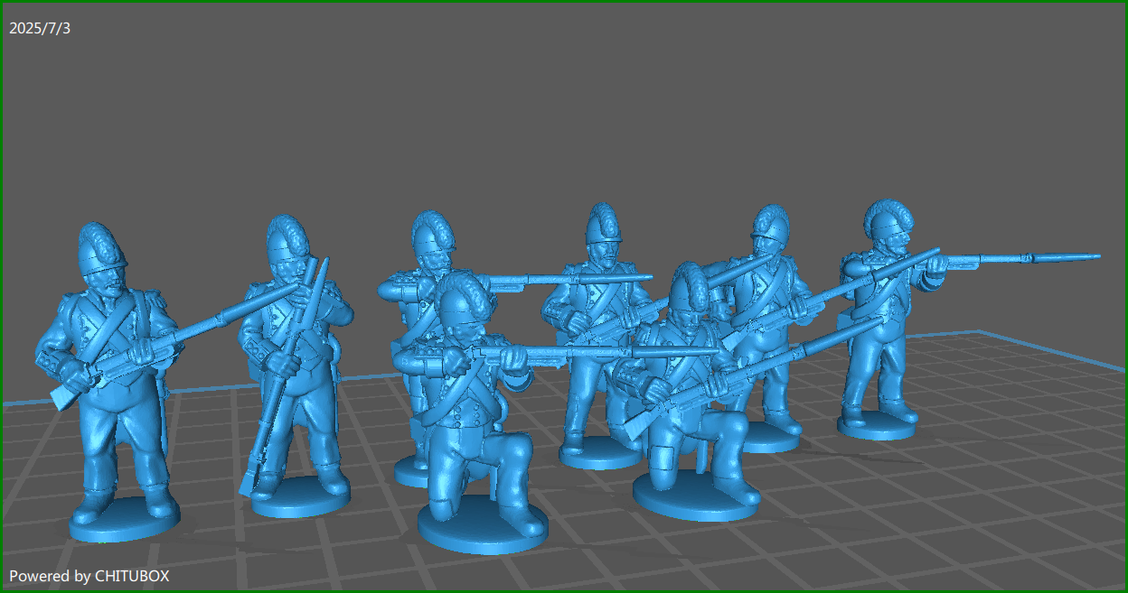 2828mm Napoleonic French Revolution French Line elites with tarleton skirmishing - 6 Minis - MC Minis