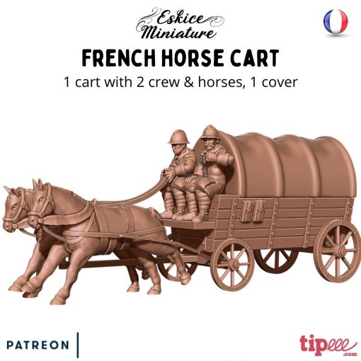 French Horse Cart - French Army - 28mm - Eskice Miniature