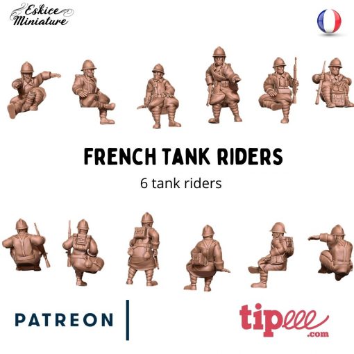 French Tank Riders - French Army - 28mm - Eskice Miniature