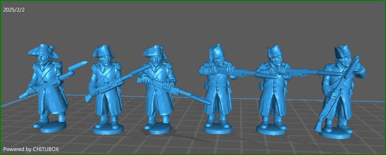 28mm Napoleonic French Line Elites with Greatcoat and Bicorn Skirmishing - 6 Minis - MC Minis