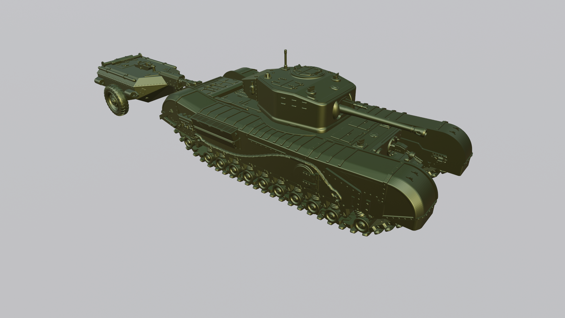 A.22F, Churchill Crocodile w/ trailer - 28mm Scale - wargame3d