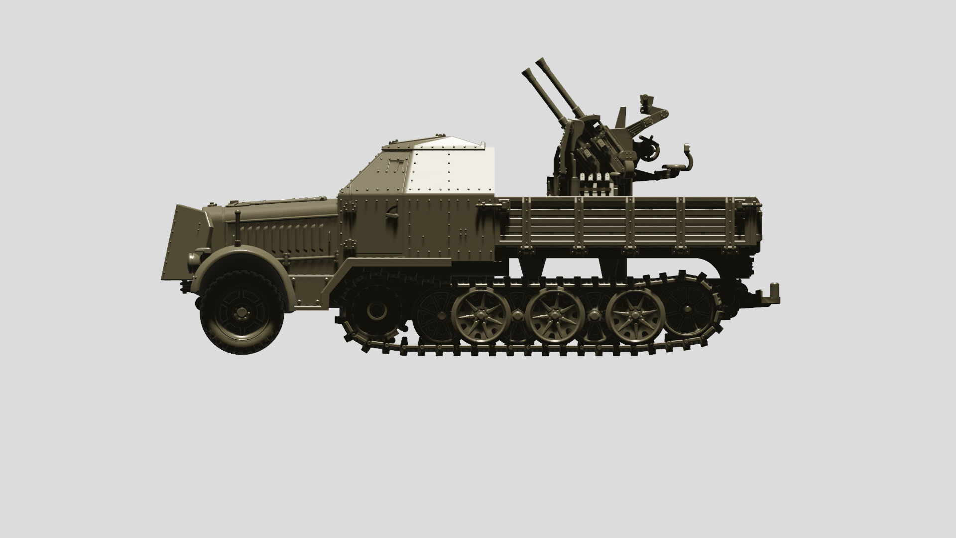 Sd.Kfz.7-1 w/ 20 mm Flak 38 - German Army - wargame3d- 28mm Scale