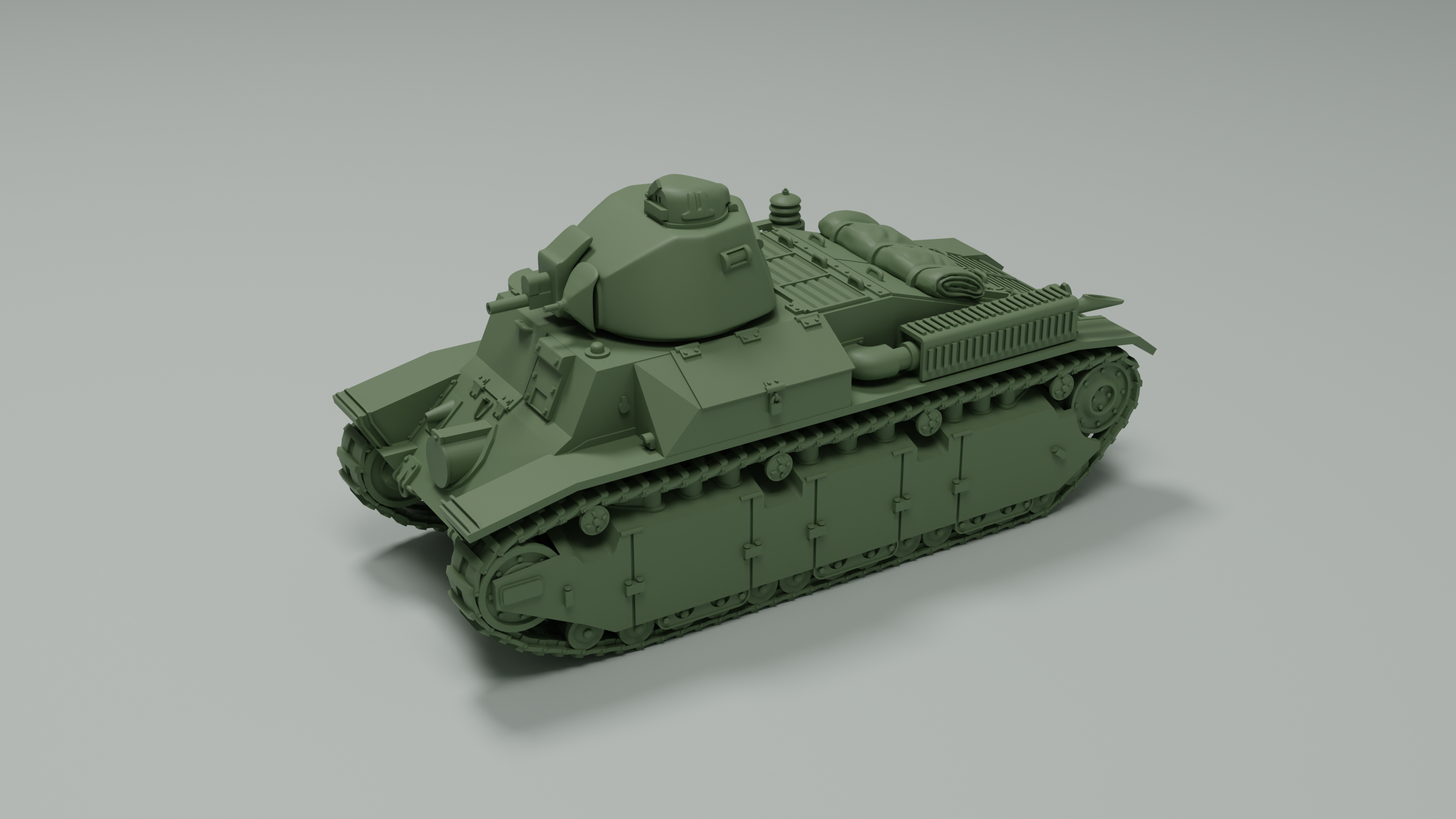 Medium Tank Renault D2 - French Army - 28mm Scale - wargame3d