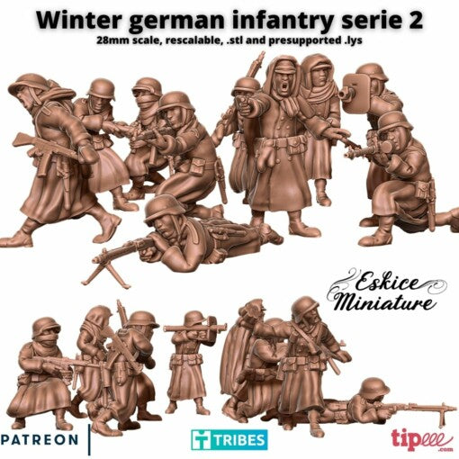 Winter German Squad - German Army - 28mm - Eskice Miniature