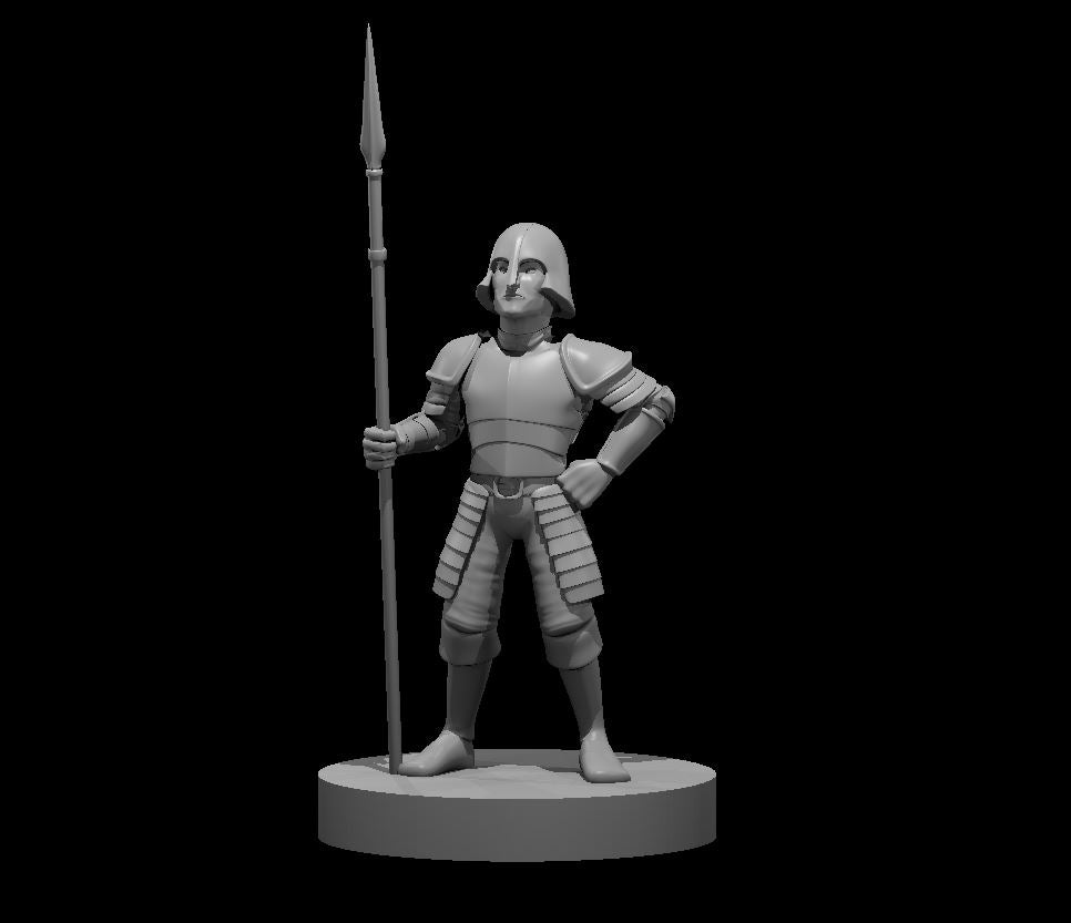 Guard Halfling With Spear - DND - Pathfinder - Dungeons & Dragons - RPG - Tabletop - mz4250- Miniature-28mm-1"Scale