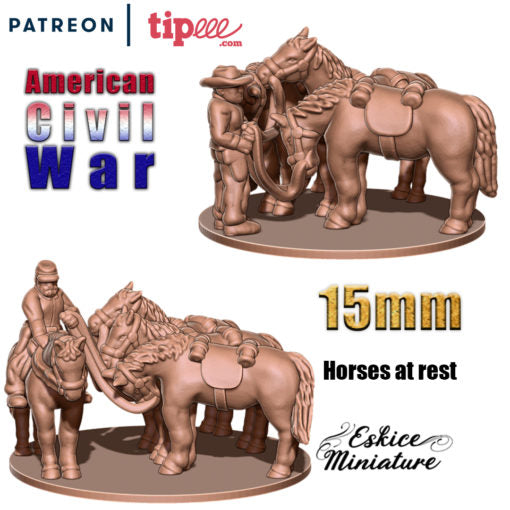 Horses at Rest - American Civil War - 15mm - Eskice Miniature