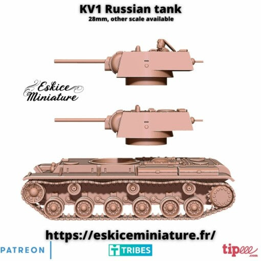 KV1 Russian Tank - Russian Army - 28mm - Eskice Miniature