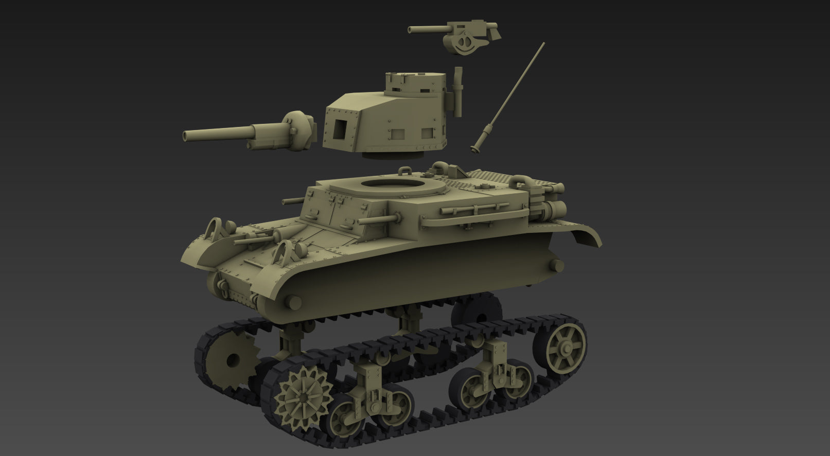 M2 light tank M2A4 - US Army - wargame3d- 28mm Scale