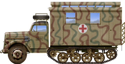Sd.Kfz.3 Maultier Ambulance - German Army - 28mm Scale - wargame3d