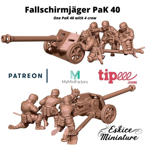 Fallschirmjäger PaK40 - German Army - 28mm - Eskice Miniature