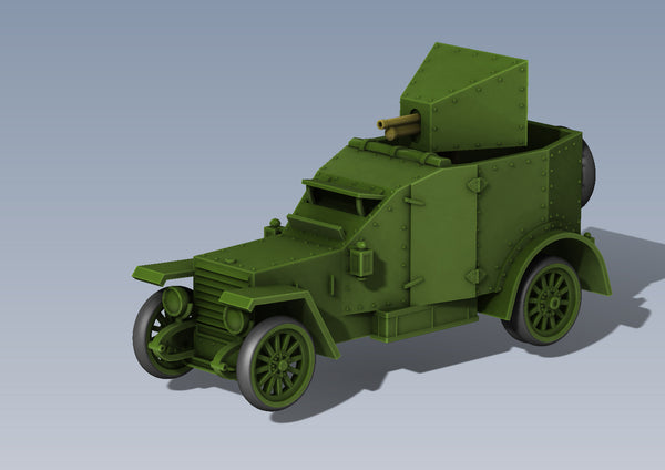Peugeot armoured car 1914 - WWI - French Army - Bolt Action - wargame3d- 28mm Scale