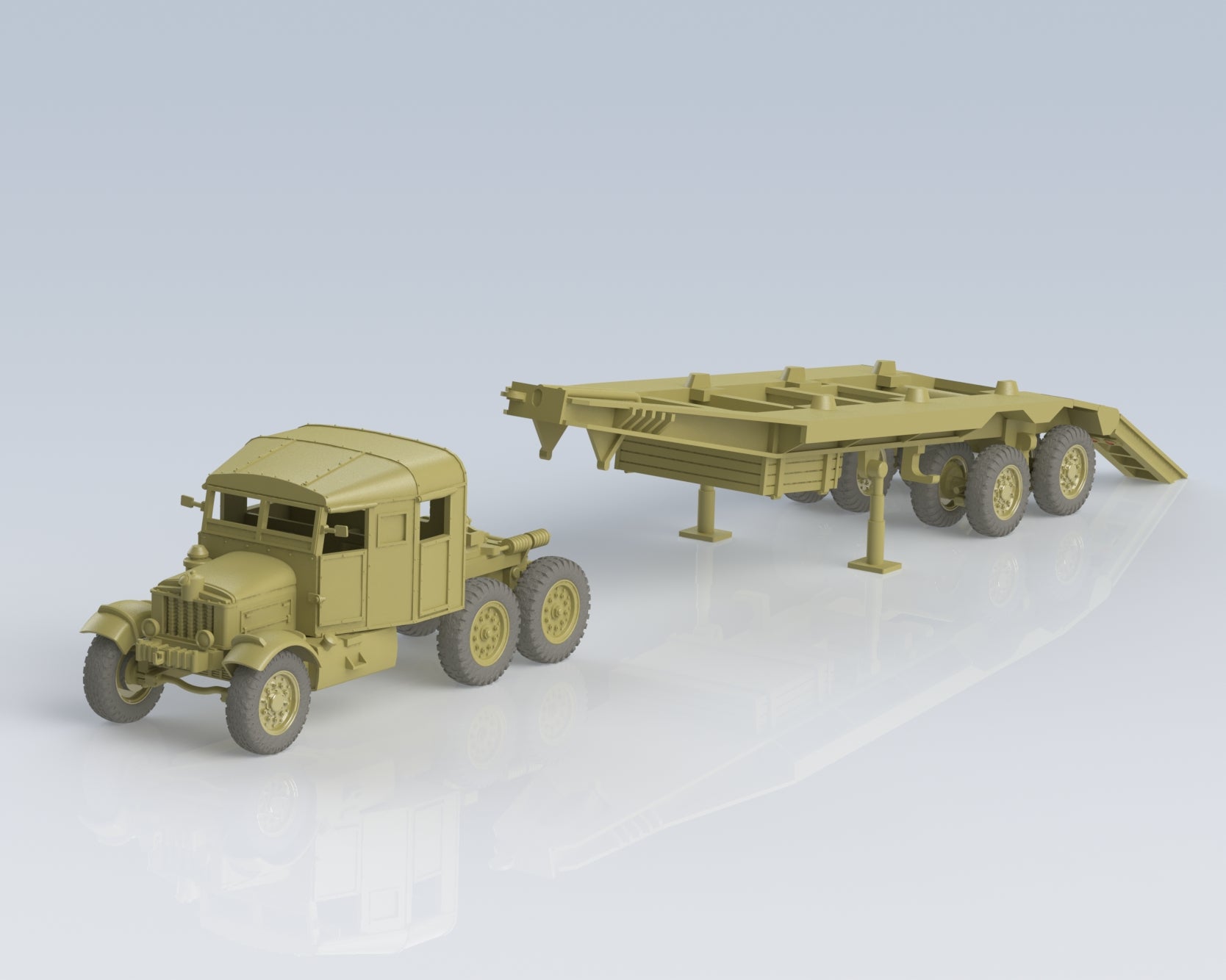 Scammell Pioneer Tank Transporter w/ TRMU30 Trailer - UK Army - wargame3d- 28mm Scale
