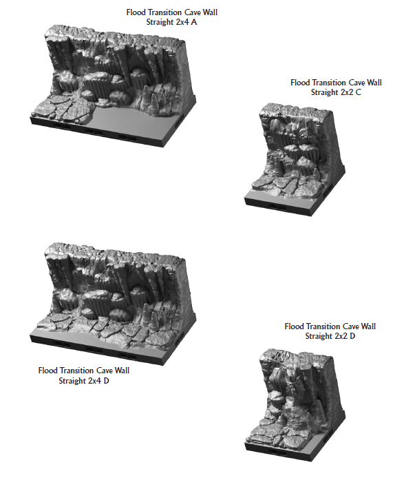 Flooding Cave Straight Walls - 28 mm / 1" - DragonLock - DND - Pathfinder - RPG - Dungeon & Dragons - Terrain - Fat Dragon Games