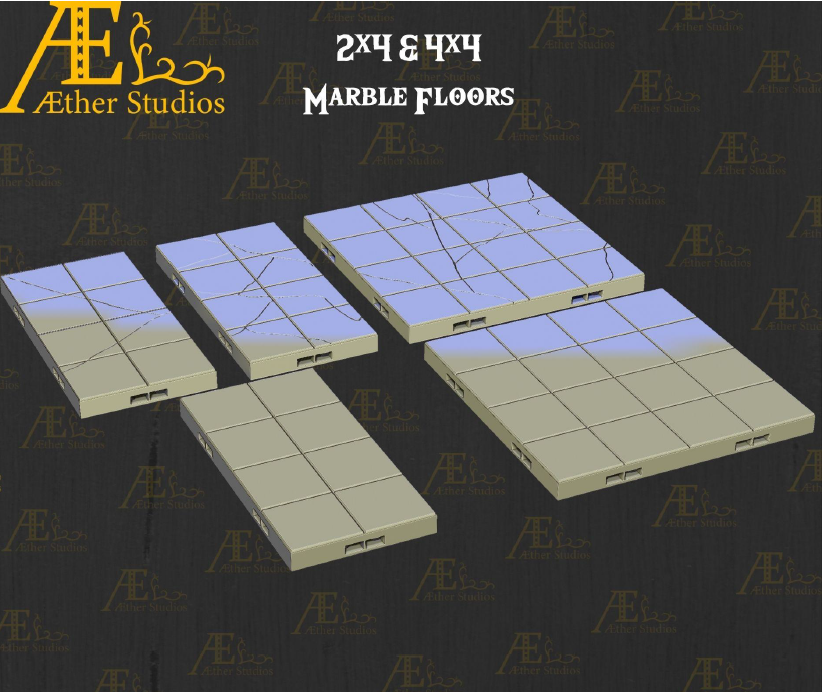 Cracked Marble Floors - Pathfinder - Dungeons & Dragons - RPG - Tabletop-Terrain - 28 mm / 1"- Aether Studios