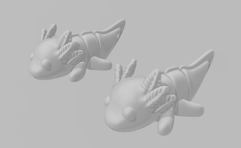 Little Baby Axolotl - Articulated - Keychain - Desk Ornament - ZOU3D