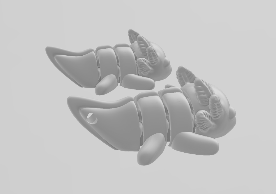 Little Baby Axolotl - Articulated - Keychain - Desk Ornament - ZOU3D