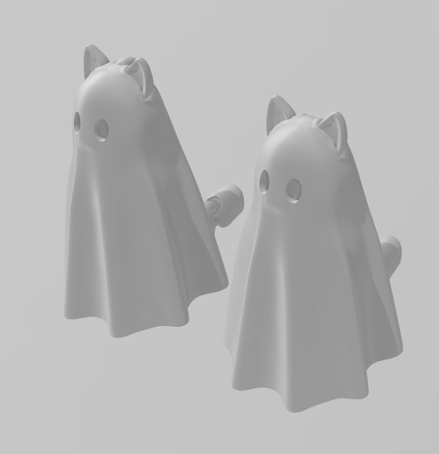 Ghost Cat - Articulated - Keychain - Desk Ornament - ZOU3D