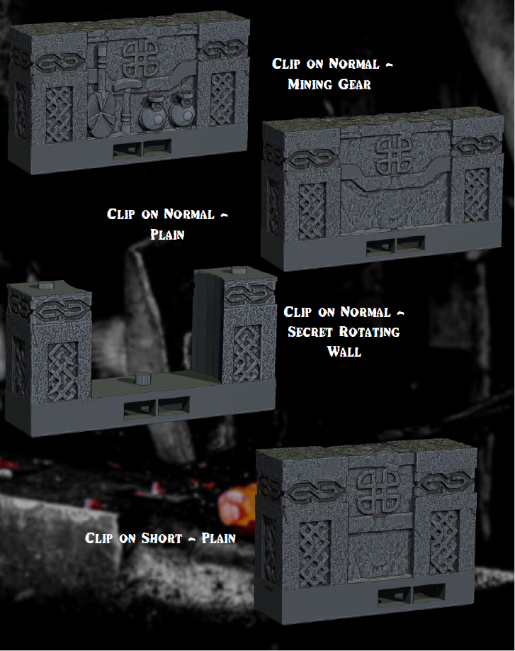 Dwarven Clip on Walls - Pathfinder - Dungeons & Dragons - RPG - Tabletop -Terrain - 28 mm / 1"- Aether Studios