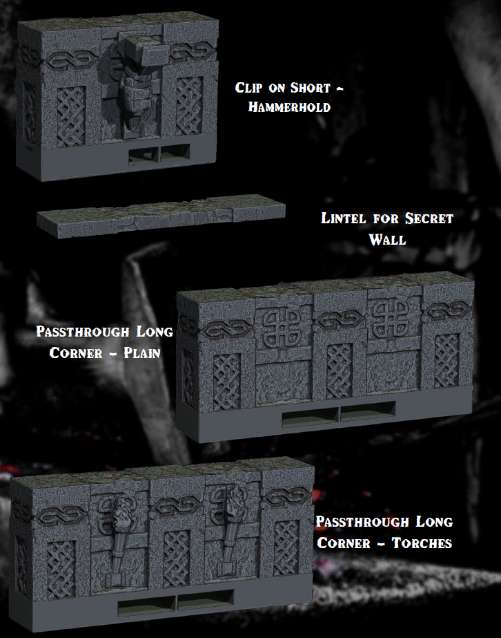 Dwarven Clip on Walls - Pathfinder - Dungeons & Dragons - RPG - Tabletop -Terrain - 28 mm / 1"- Aether Studios