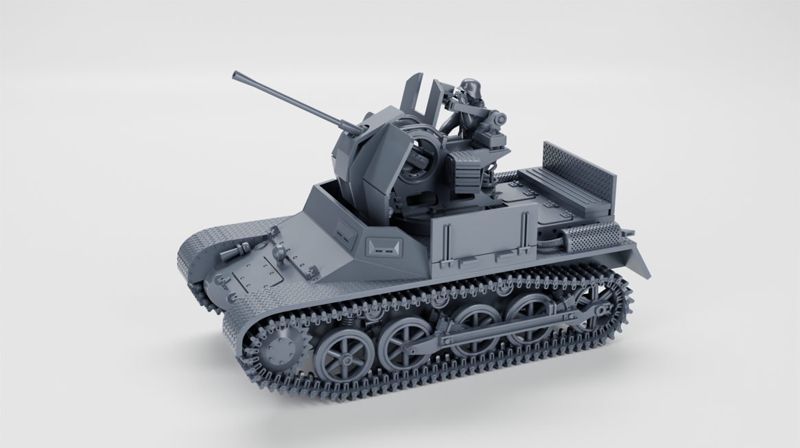 Flakpanzer I - 2cm Flak 38(Sf.) auf Panzer I Ausf.A+Gunner - WWII - German Army - wargame3d- 28mm Scale